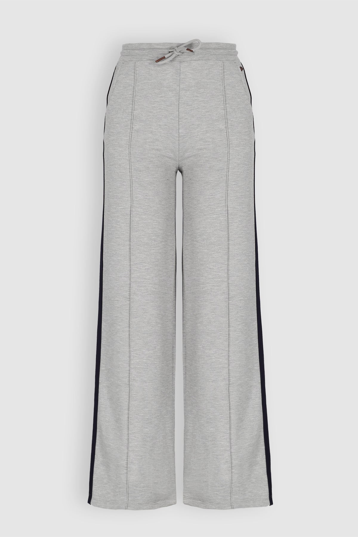 Sylvie Travellers Interlock Wide Leg Trousers Grey Marl