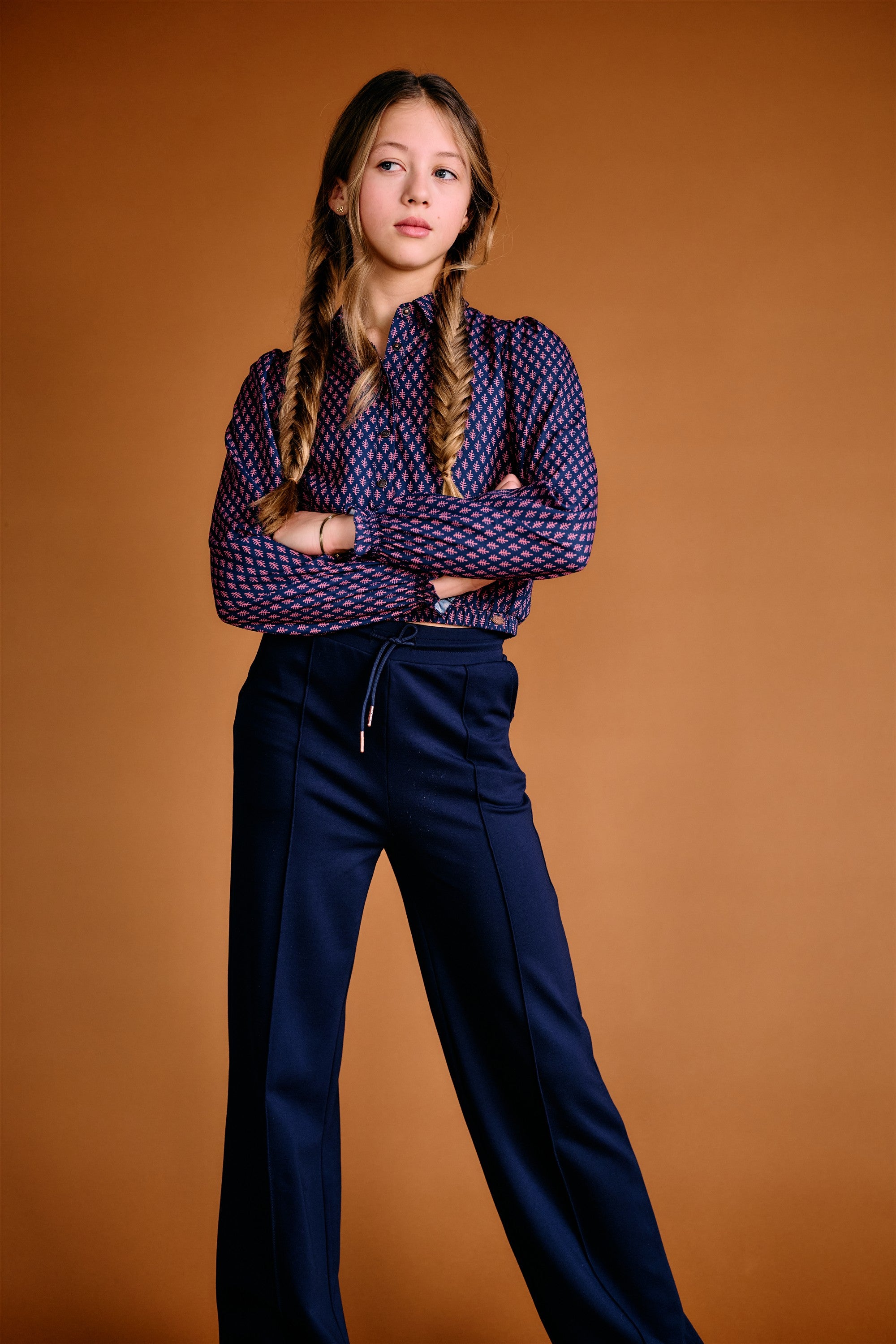 Sylvia Travellers Interlock Wide Trousers Dark Blue