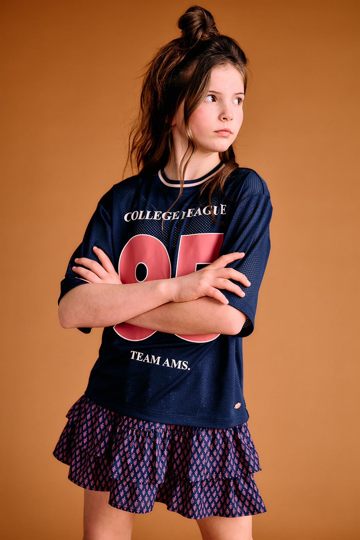 Naia Geprinte Rok Donkerblauw