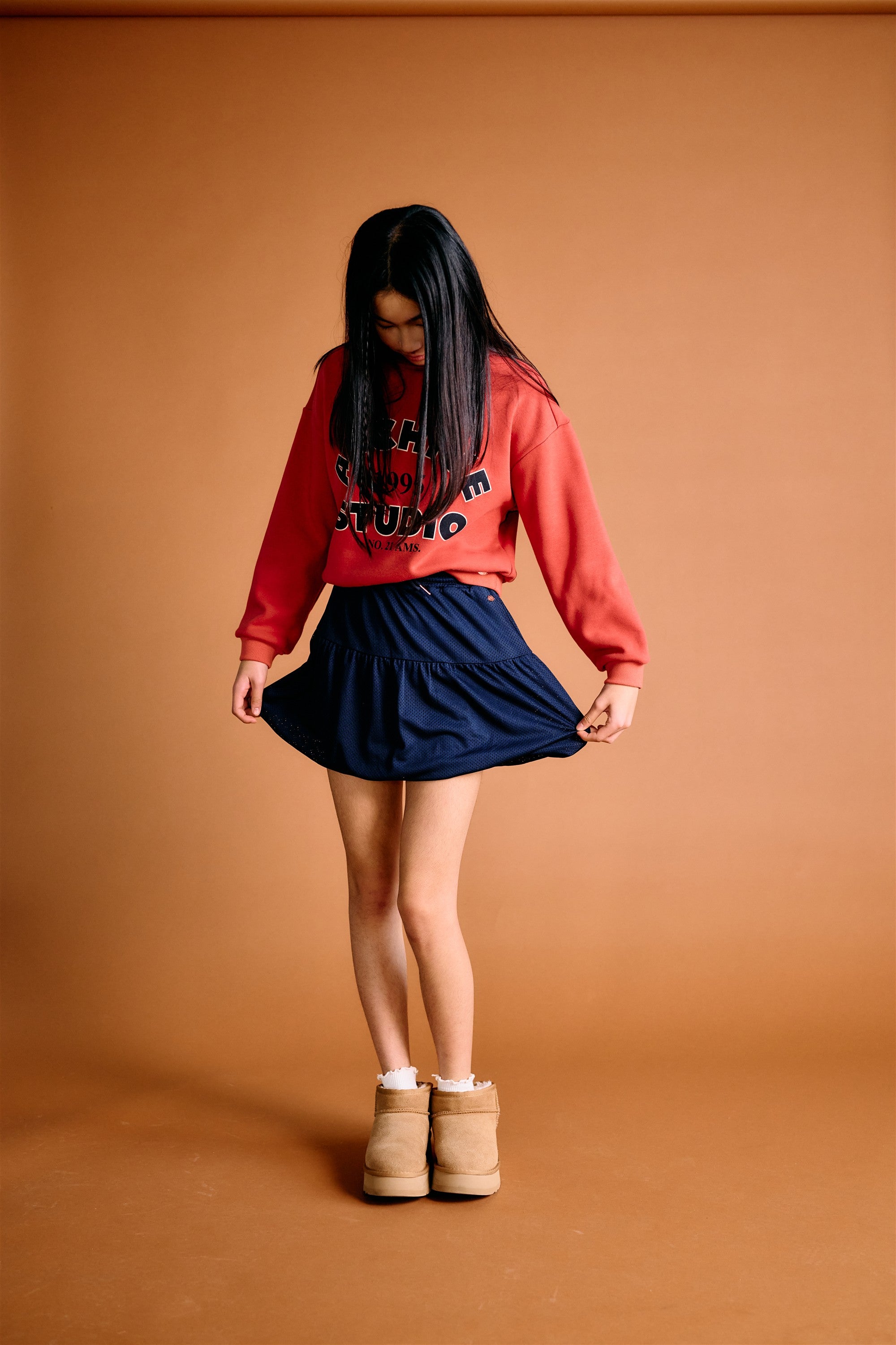 Nasha Mesh Balloon Skirt Dark Blue