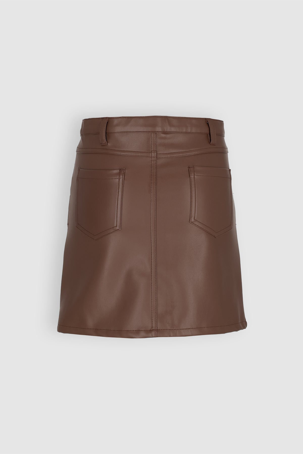 Nima Fake Leather Mini Rok Donkerbruin