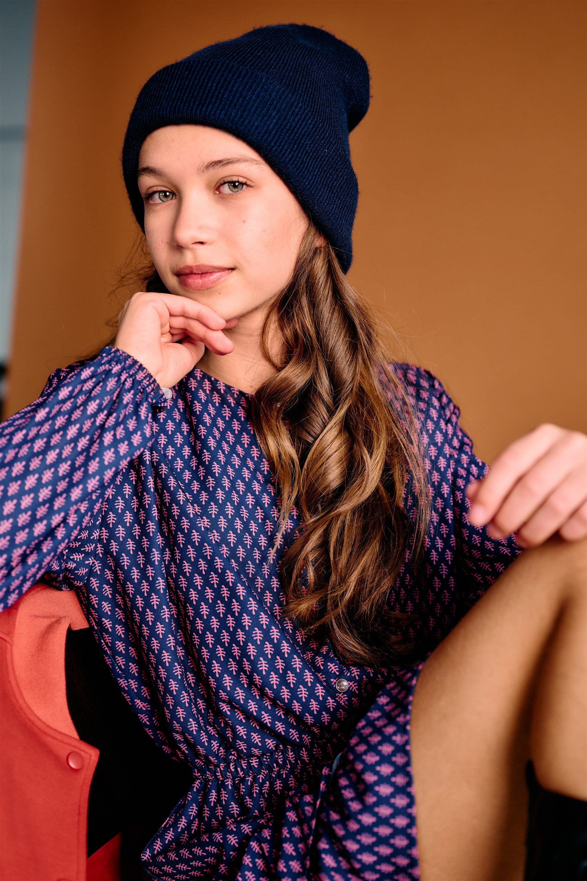 Mayal Geprinte Jurk Donkerblauw