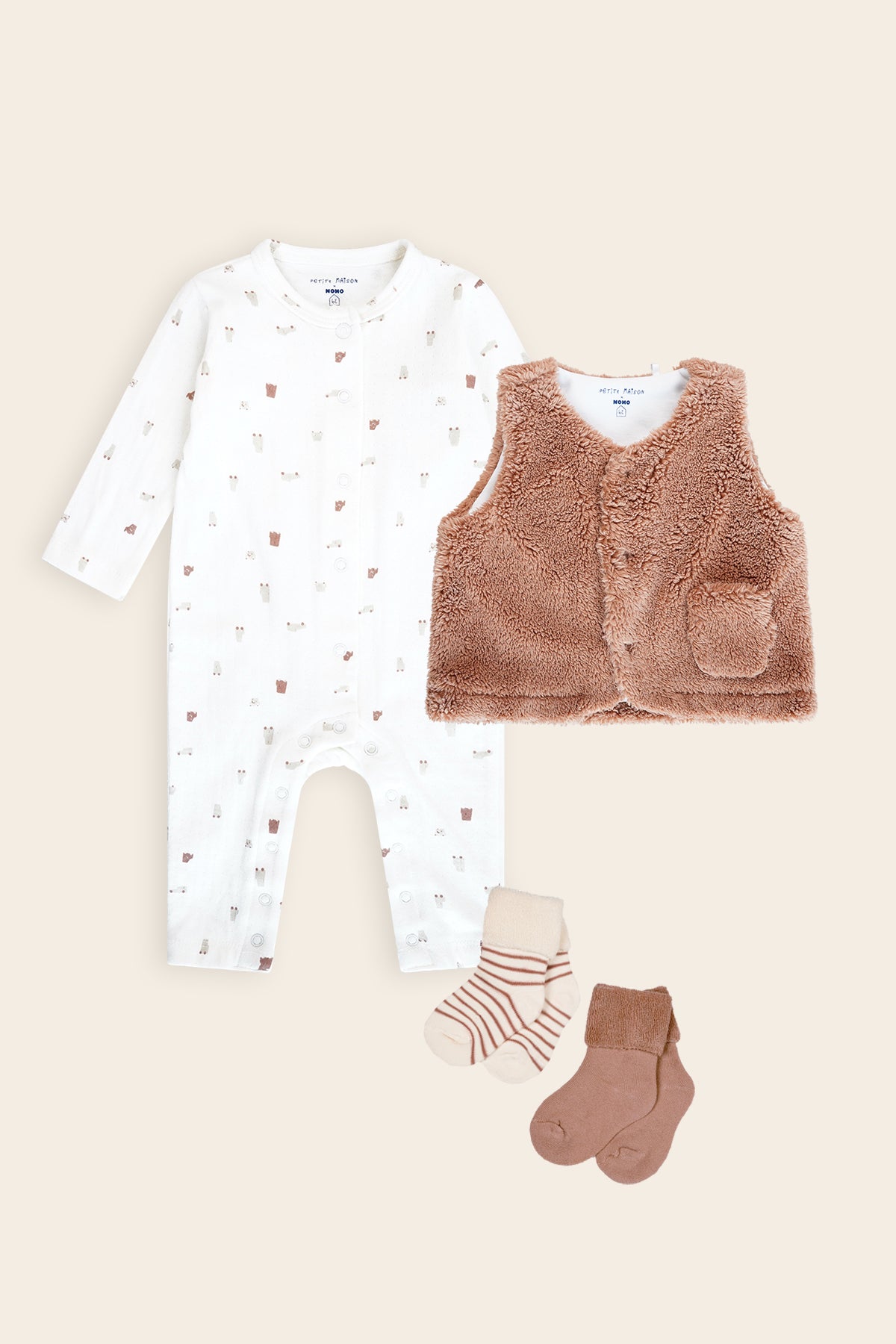 Jongens Setje: Sawy speelpak+Kato Teddy Gilet+Rocks sokjes