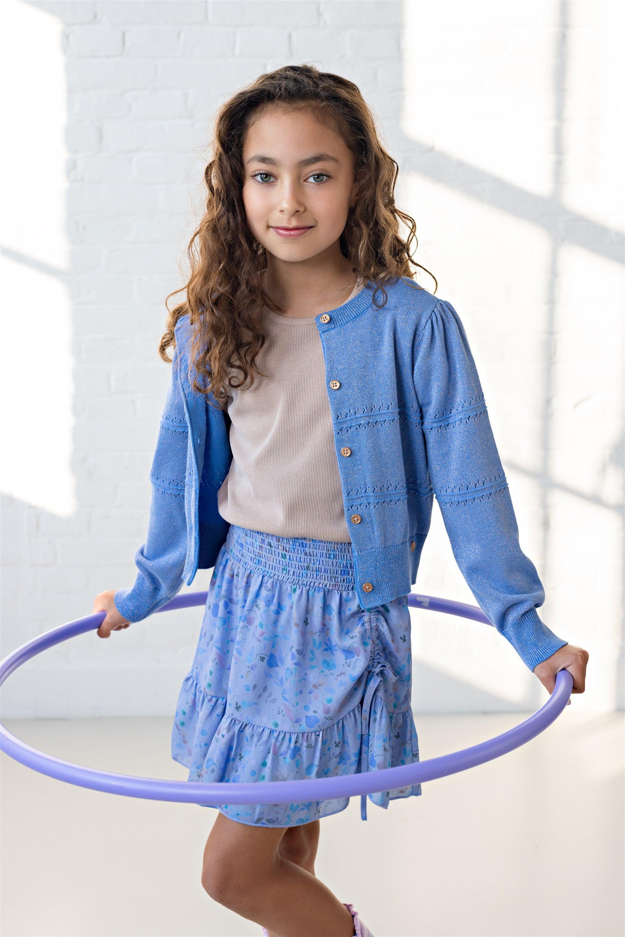 Alia Fijn Gebreid Vestje met Lurex Provence Blue - NoNo Kidswear