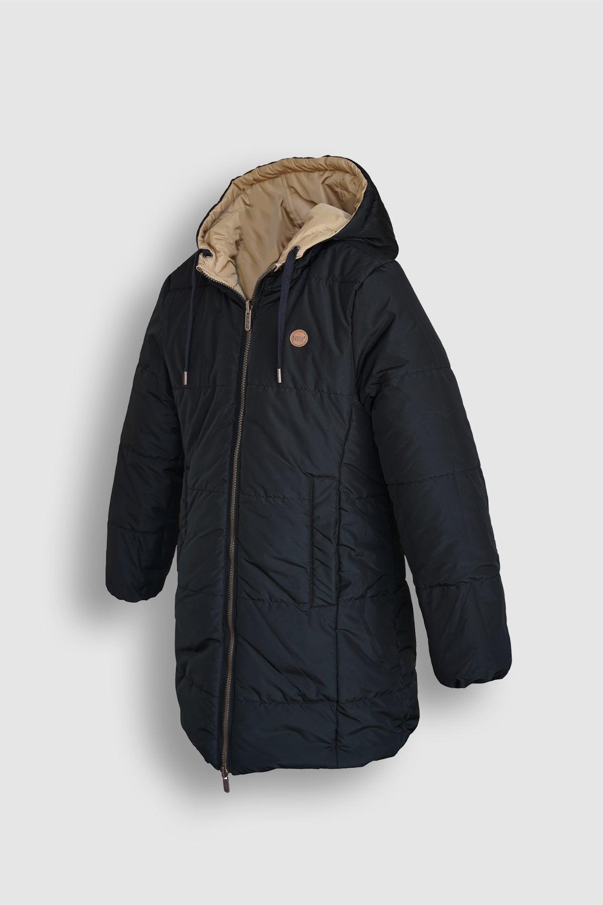 Baggy omkeerbare lange winterjas met capuchon - NoNo Kidswear