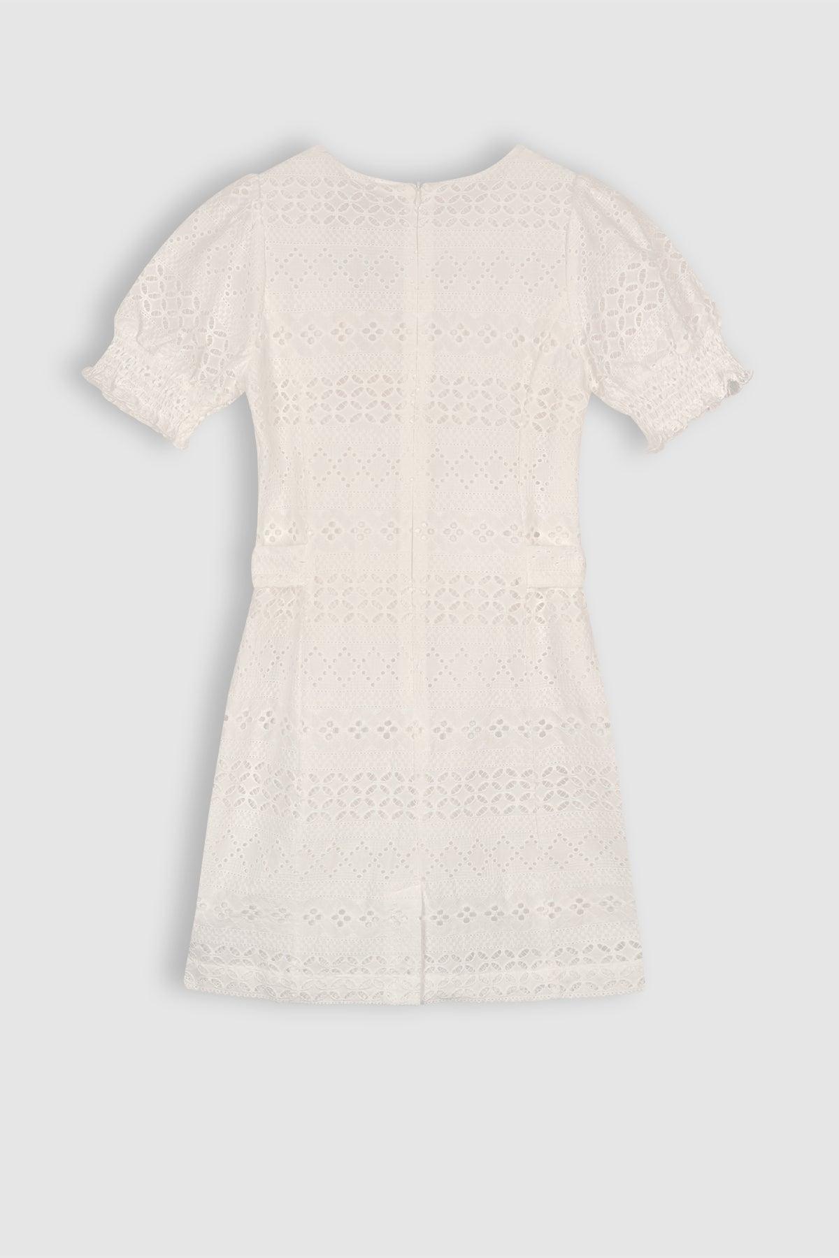 Mooky Fitted Embroidery Anglaise Jurk - NoNo Kidswear