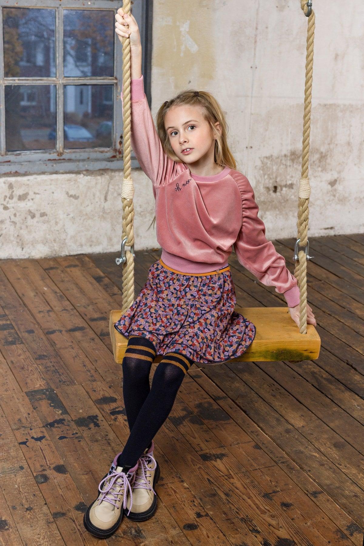 Nuria Gebloemde Rok met Ruches - NoNo Kidswear