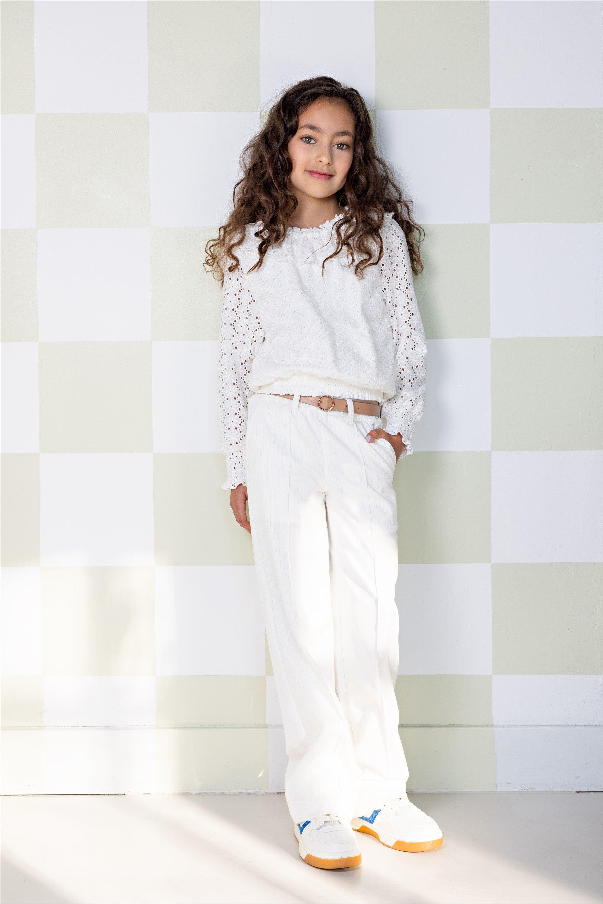 Tomma Embroidery Anglaise Blouse Wit - NoNo Kidswear